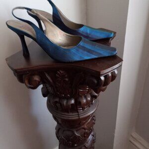 PAUL MELIAN BLUE GREEN STRIPED SLINGBACKS SPAIN 8.5